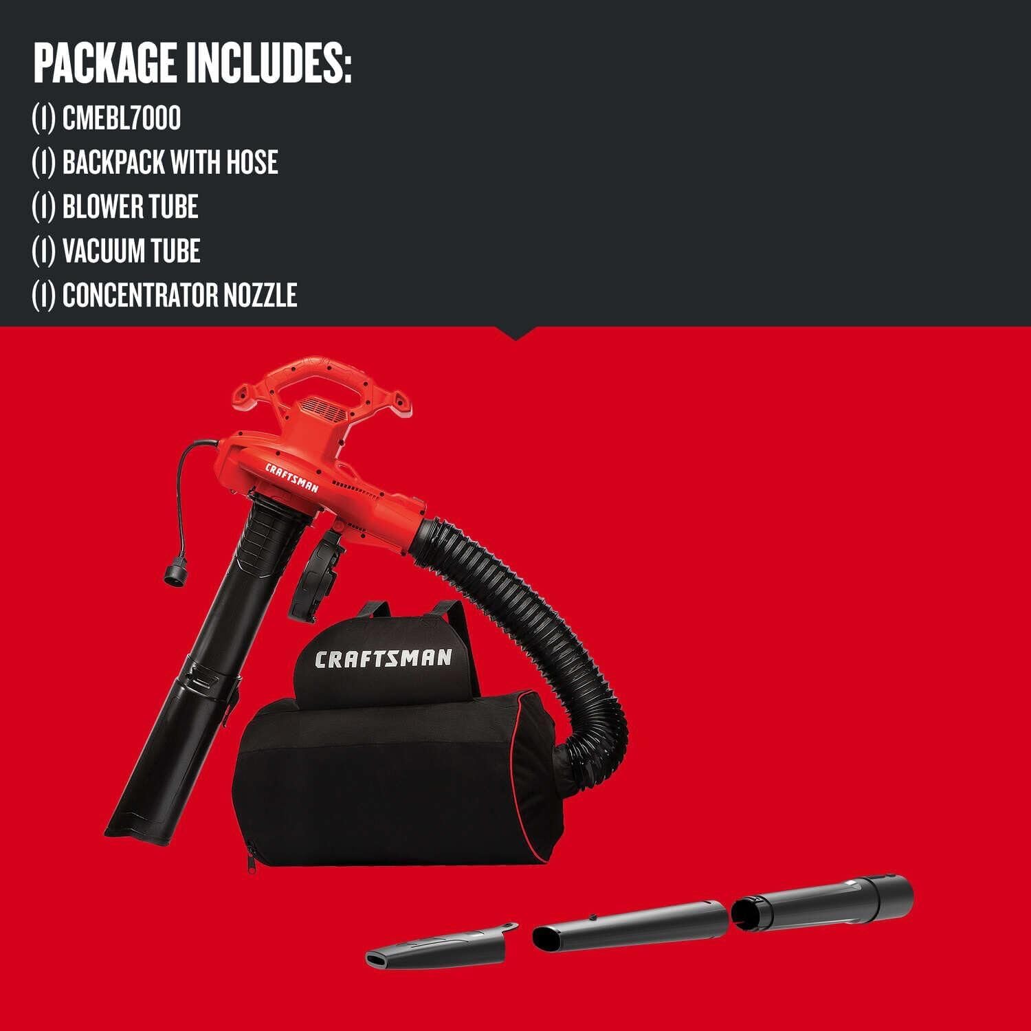 CRAFTSMAN Leaf Blower, Leaf Vacuum and Mulcher, 3-in-1 Backpack Blower