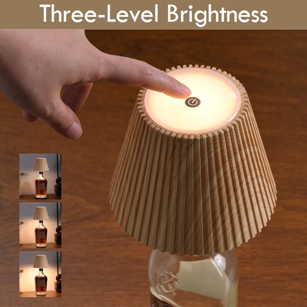 WILIT Wireless Bottle Lamp Shades for Table Lamps, 3 Level Brightness 