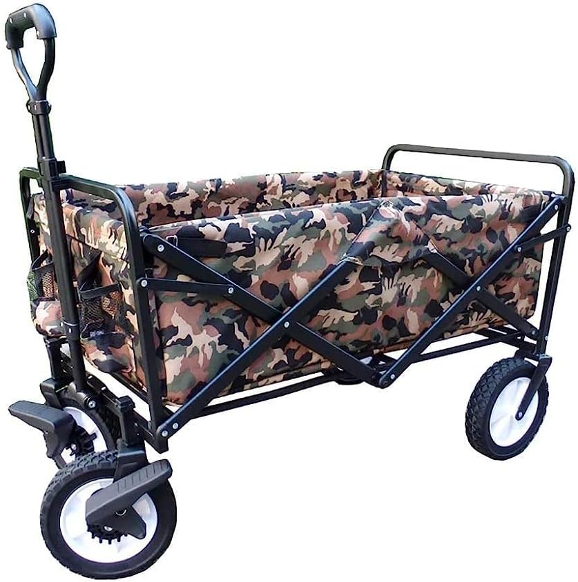 Handcart, Portable Folding Garden Trolley Cart Heavy Duty Trolley Wagon Multi-Function Shopping Cart for Outdoor Camping Beach Pull Truck with 4 Wheels, Load:100Kg/a