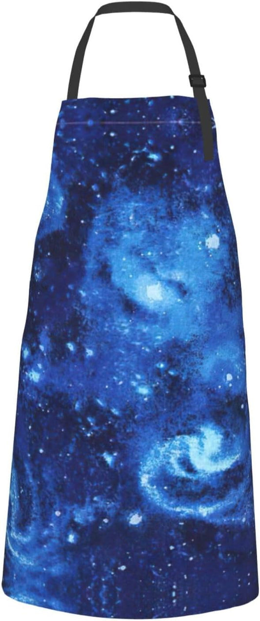 Blue Universe Space Galaxy print Waterproof apron with pocket adjustable cooking apron for adult kitchen bibs to bake