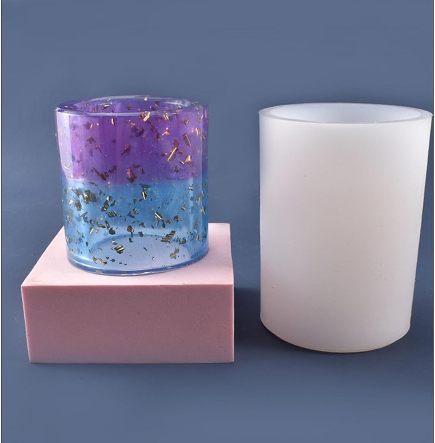 Round Pen Holder Concrete Flower Pot Silicone Mold Succulent Planter Cement Clay Mold Vase Plaster Candle Jar Mould