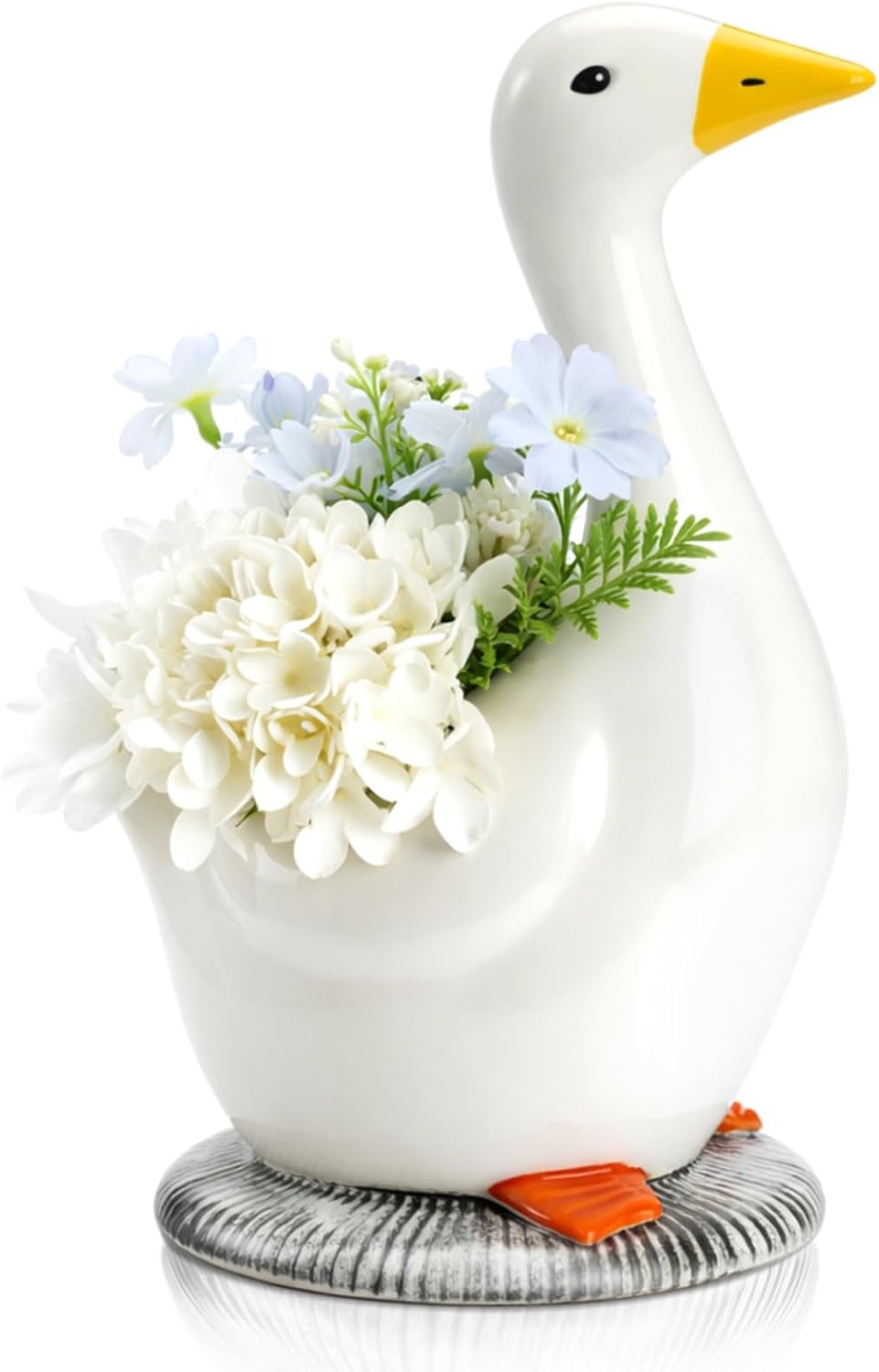 Silly Goose Vase Ceramic Cute Flower Vase Goose Birthday Party Table Centerpieces White Animal Planter Pot Home Decor for Office Living Room Kitchen Bathroom Decor Housewarming Gifts