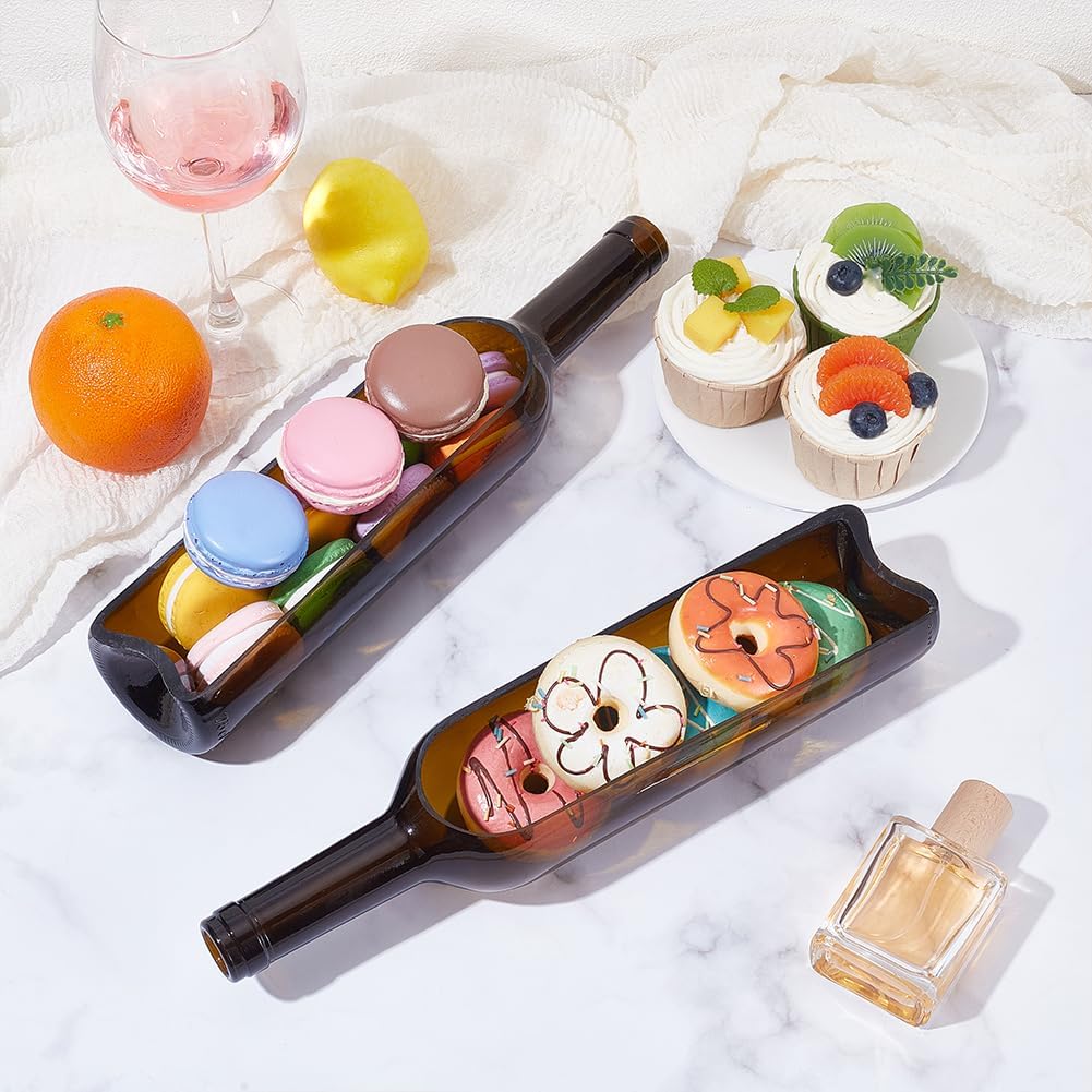 UNICRAFTALE 2pcs Wine Bottle Serving Traies Glass Wine Pot Planter Unique Cheese and Cracker Tray Decorative Serving Trays for Home Decor Indoor Desktop Decoration 32x7.2x5.5cm