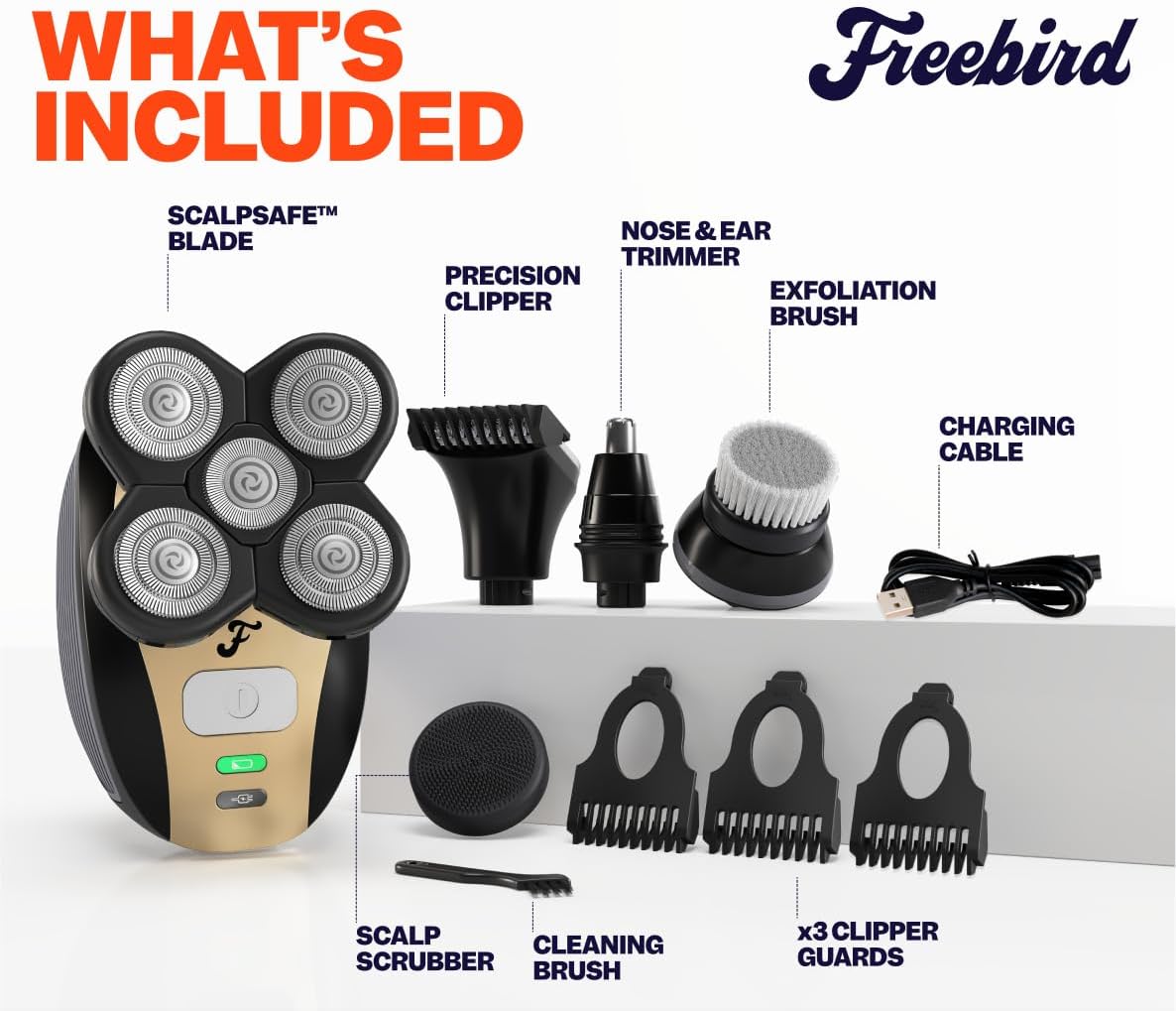Freebird FlexSeries Electric Head & Body Hair Shaver - Mens Cordless R