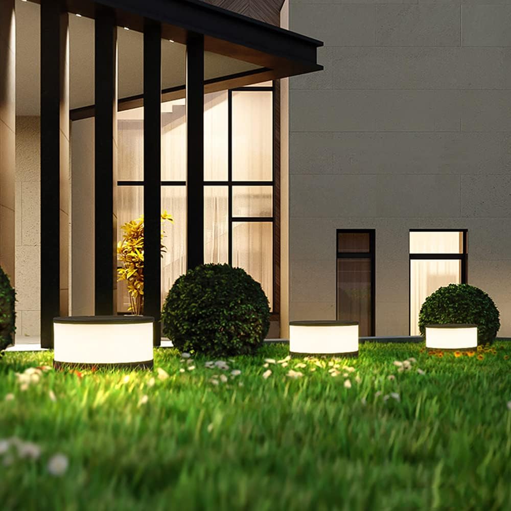 Post Lights Outdoor Round Solar Lawn Light Waterproof Wall Light Nordic Simple Garden Garden Light Landscape Light Outdoor Villa Gate Post Head Light LED Night Security Lighting Fixtures