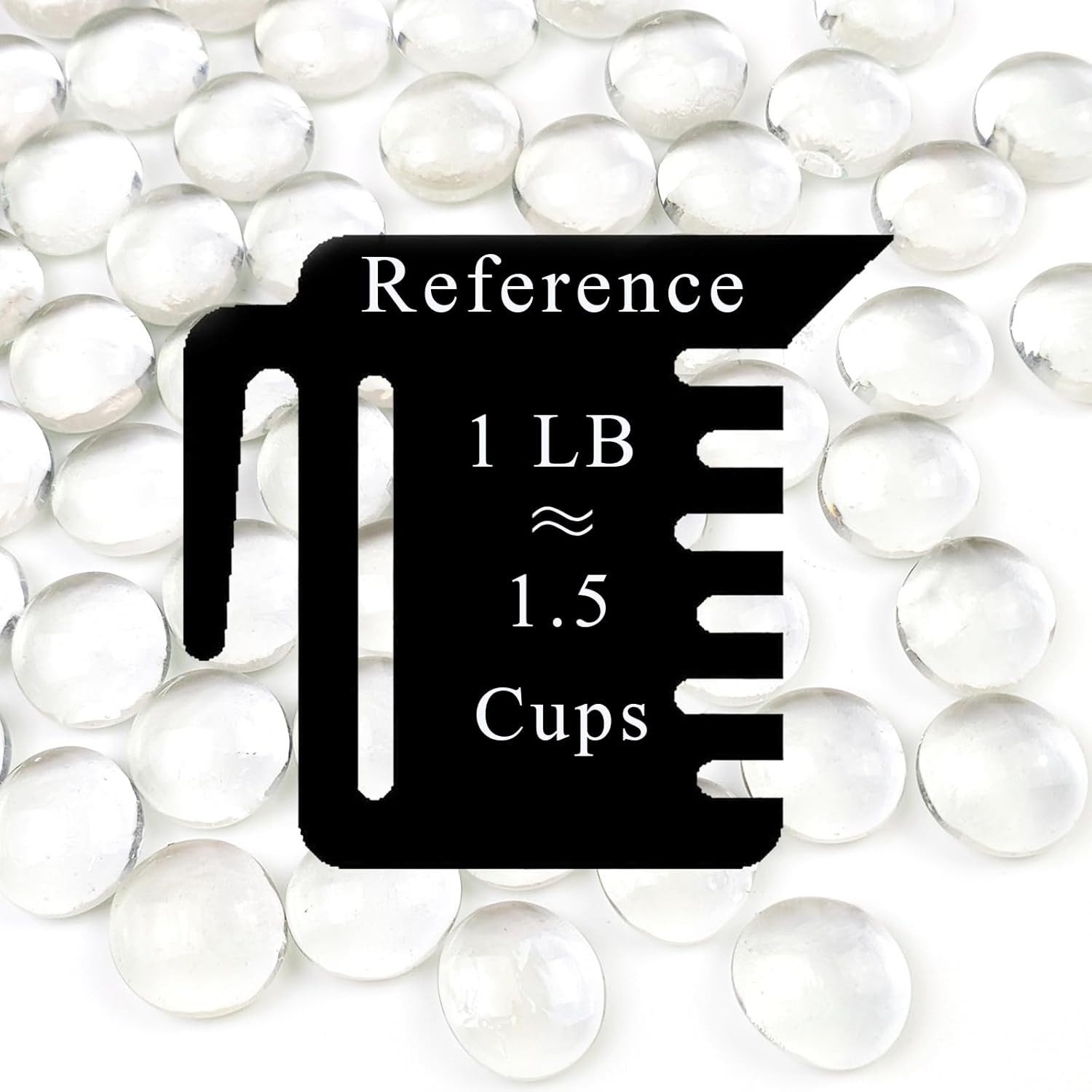 1lb Clear Glass Beads for Vases, 100 Pcs Glass Pebbles, Clear Flat Gla