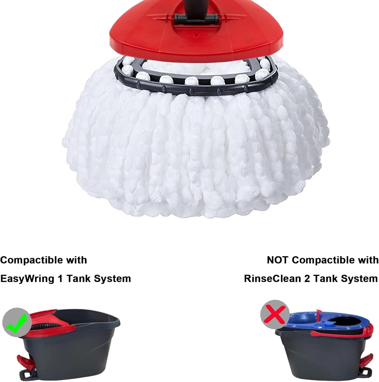 4 Pack Mop Replacement Heads for O-Ceda EasyWrin Spin Mop, Microfiber Spin Mop Refills, Easy Cleaning Mop Head Replacement