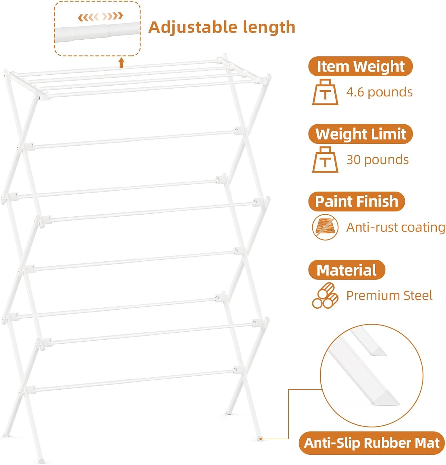 Drying Rack Clothing, 3-Tier Clothes Drying Rack Foldable, Antirust La