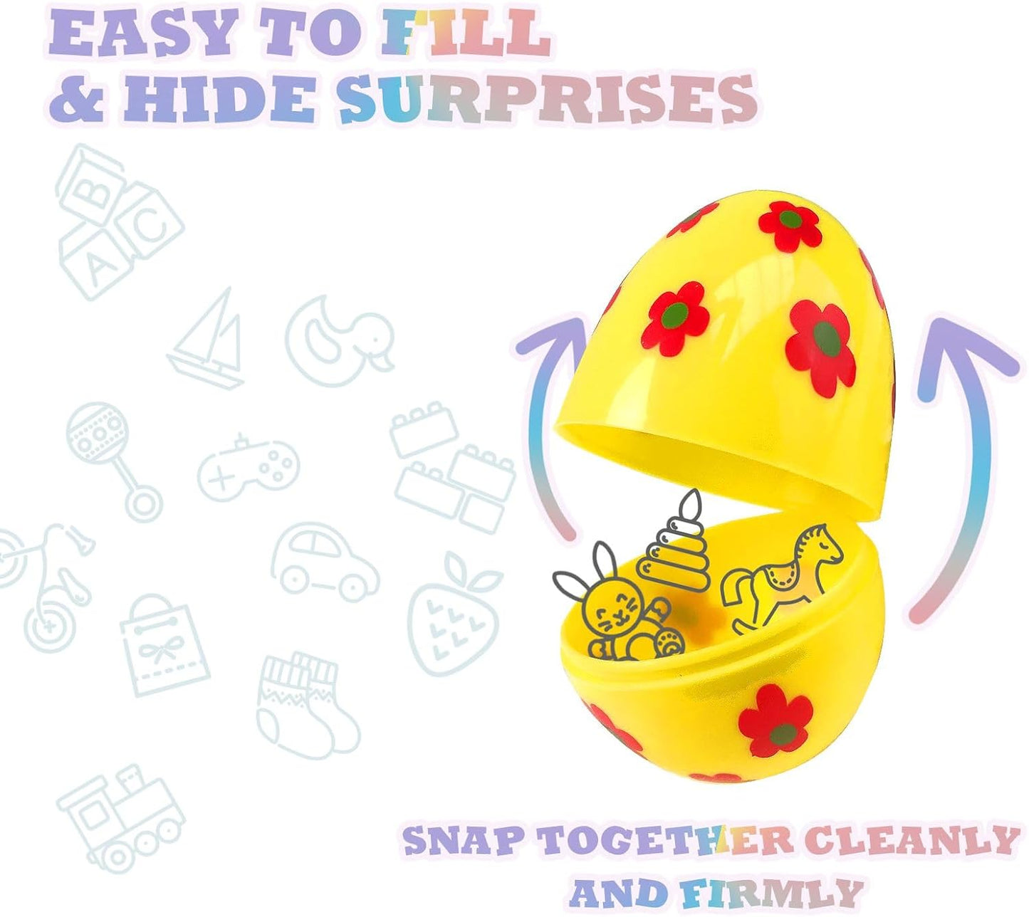 3 Inch Jumbo Plastic Easter Eggs 30 Pack - Premium Colorful Fillable Empty Easter Eggs Bulks for Easter Basket Fillers Egg Hunt, Classroom Prize Supplies, Filling Treats and Party Favor