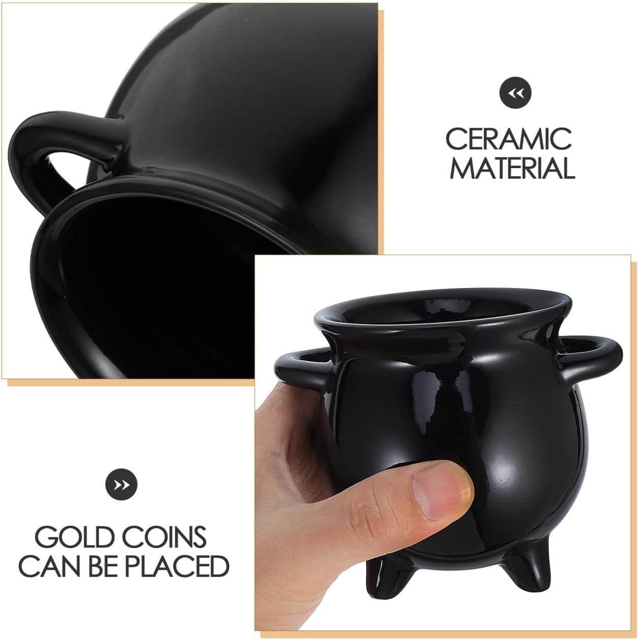 BESTOYARD Halloween Candy Jar Ceramic Cauldron Planter Small Pot for Kitchen Storage and Party Treats Unique Witch Design