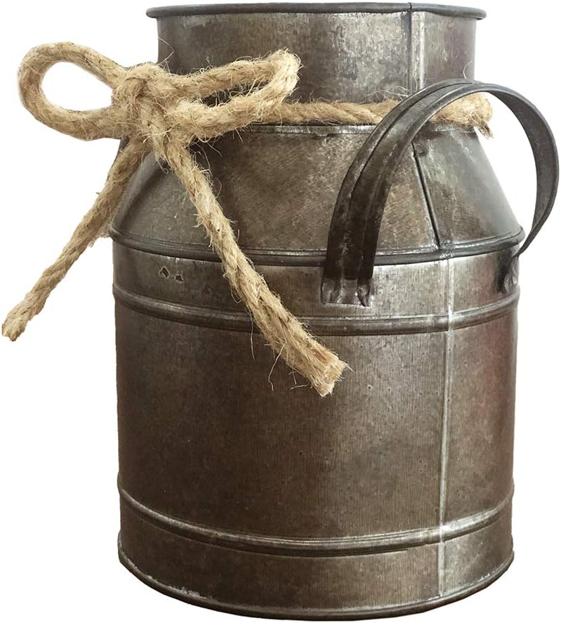 Country Flower Bronze Milk Can Planter Table Vase for Home Decor, Office Decor or Outdoor
