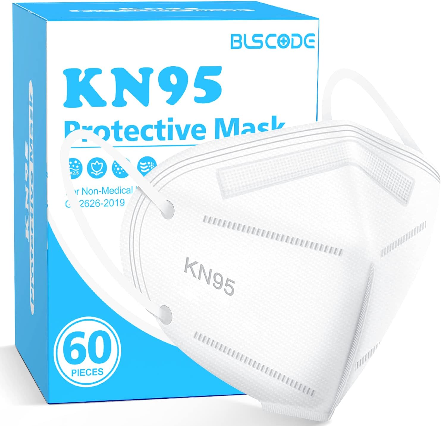 BLScode KN95 Face Mask 60 Pack,Individually Wrapped 5-Layer face Masks