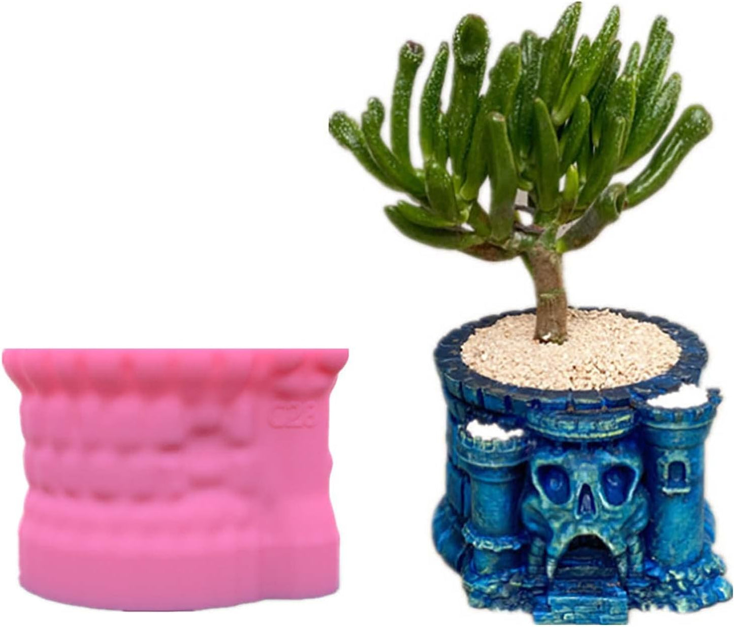 Grainrain Pot Silicone Skull Planter Vase Mold Pen Brush Holder Mold for Resin, Concrete, Plaster, Polymer Clay (G28)