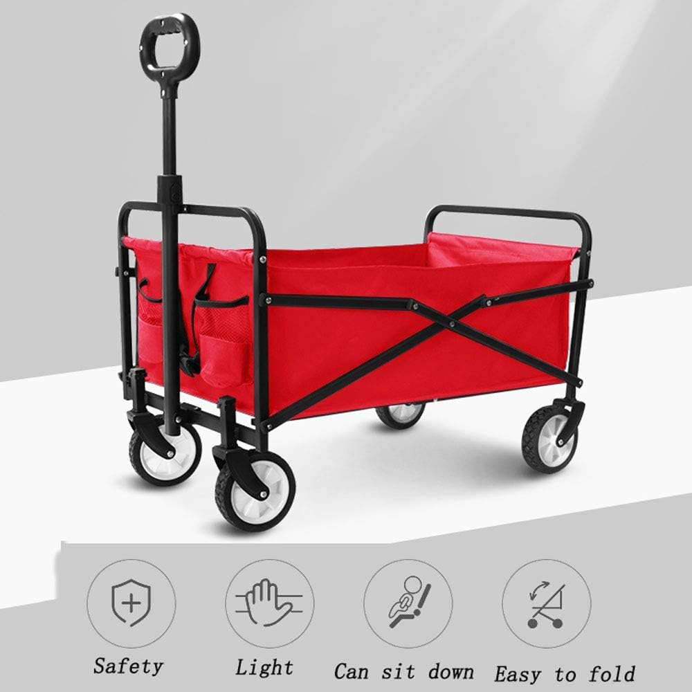 Utility Pull Wagon Collapsible Foldable Trolley Cart with Removable Ca
