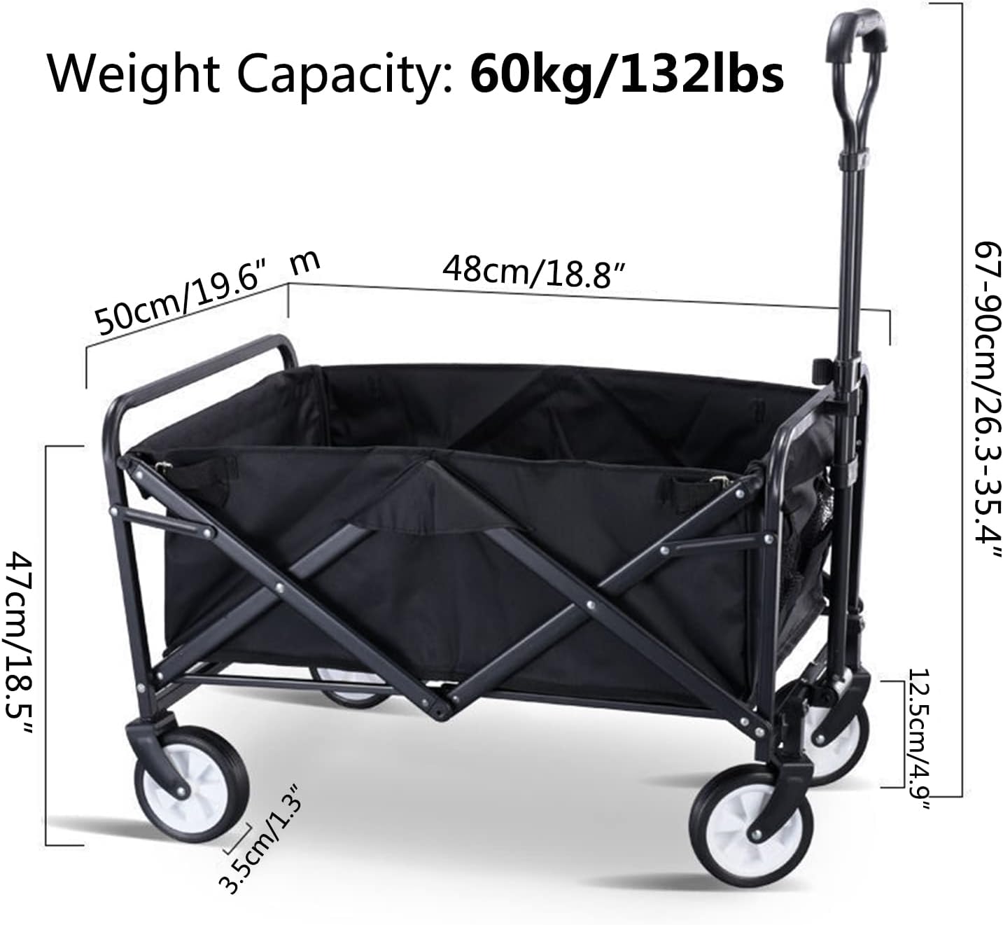 Collapsible Folding Picnic Wagon Cart - Portable Utility Hand Cart for Beach, Camping & Groceries - Adjustable Handle, Durable & Lightweight Outdoor Transport Solution