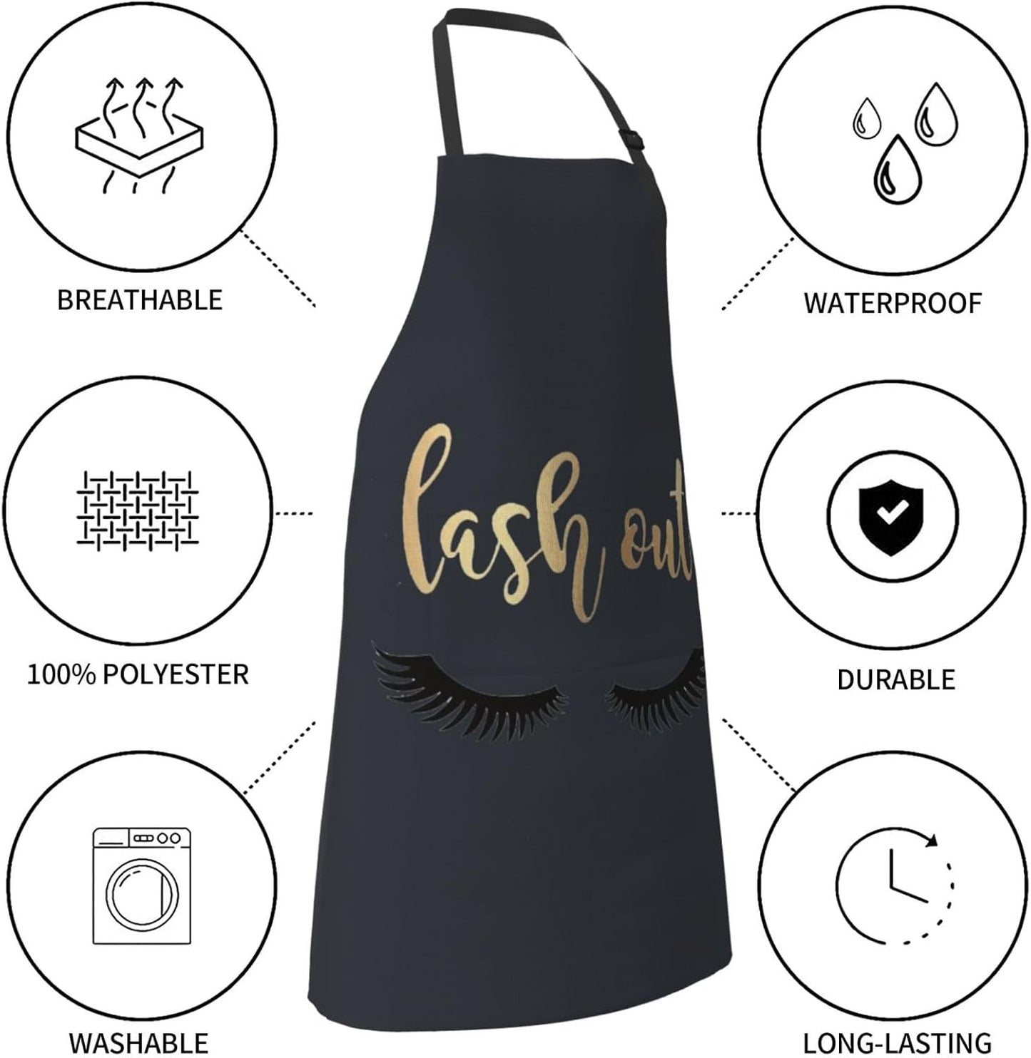 Eyelash print Waterproof apron with pocket adjustable cooking apron for adult kitchen bibs to bake