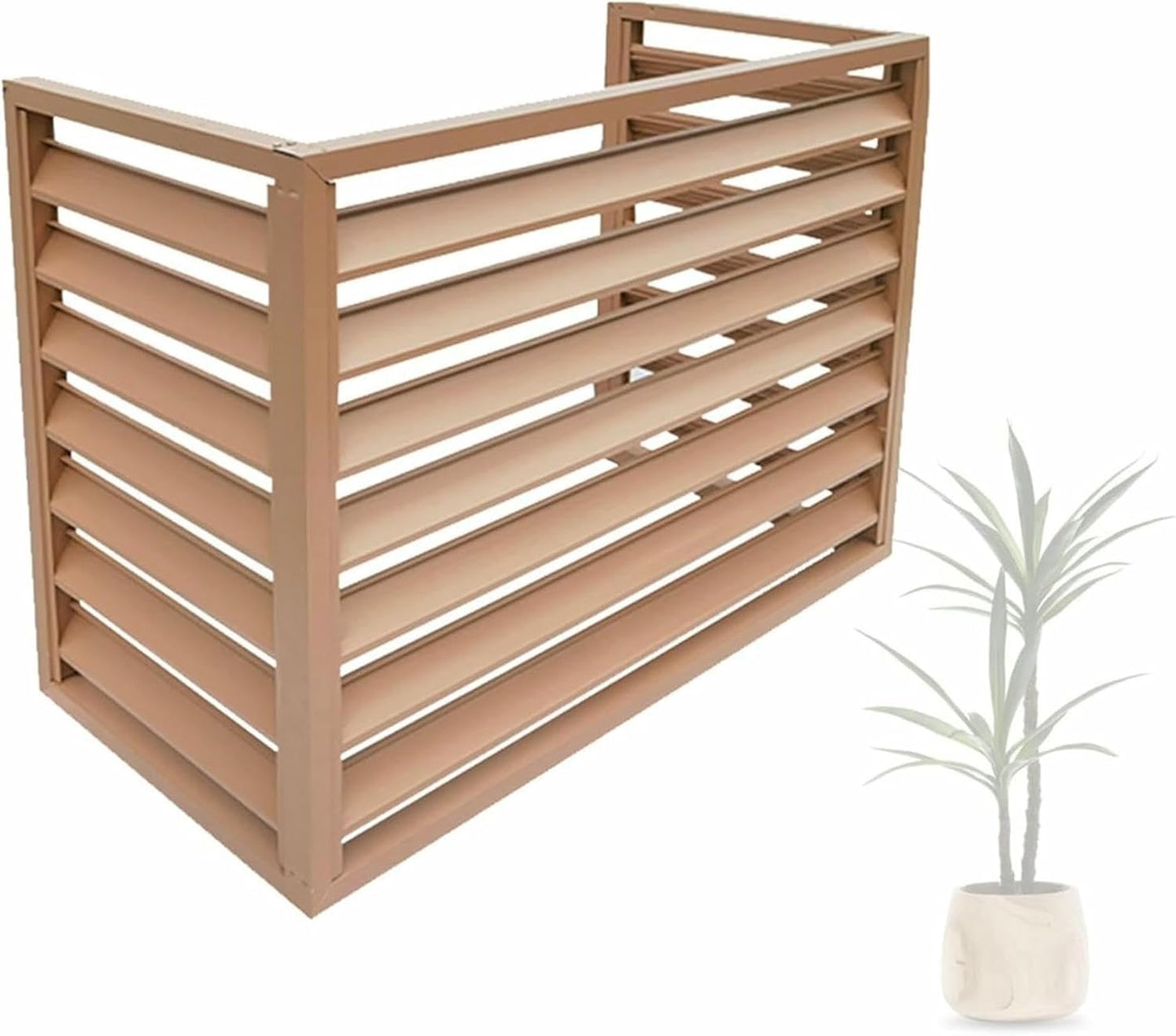Aluminum Air Conditioner Cover Heat Pump Cover Flower Stand Privacy Screen Outdoor AC Unit Shelf Champagne,Brown Air Conditioner Radiator Cover Balcony Louvered Storage Rack(Color:Champagne,Size:100