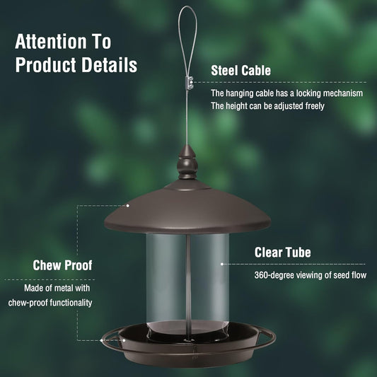 Metal Roof Bird Feeder - Chew Proof for Outdoor Hanging Wild Bird Seed