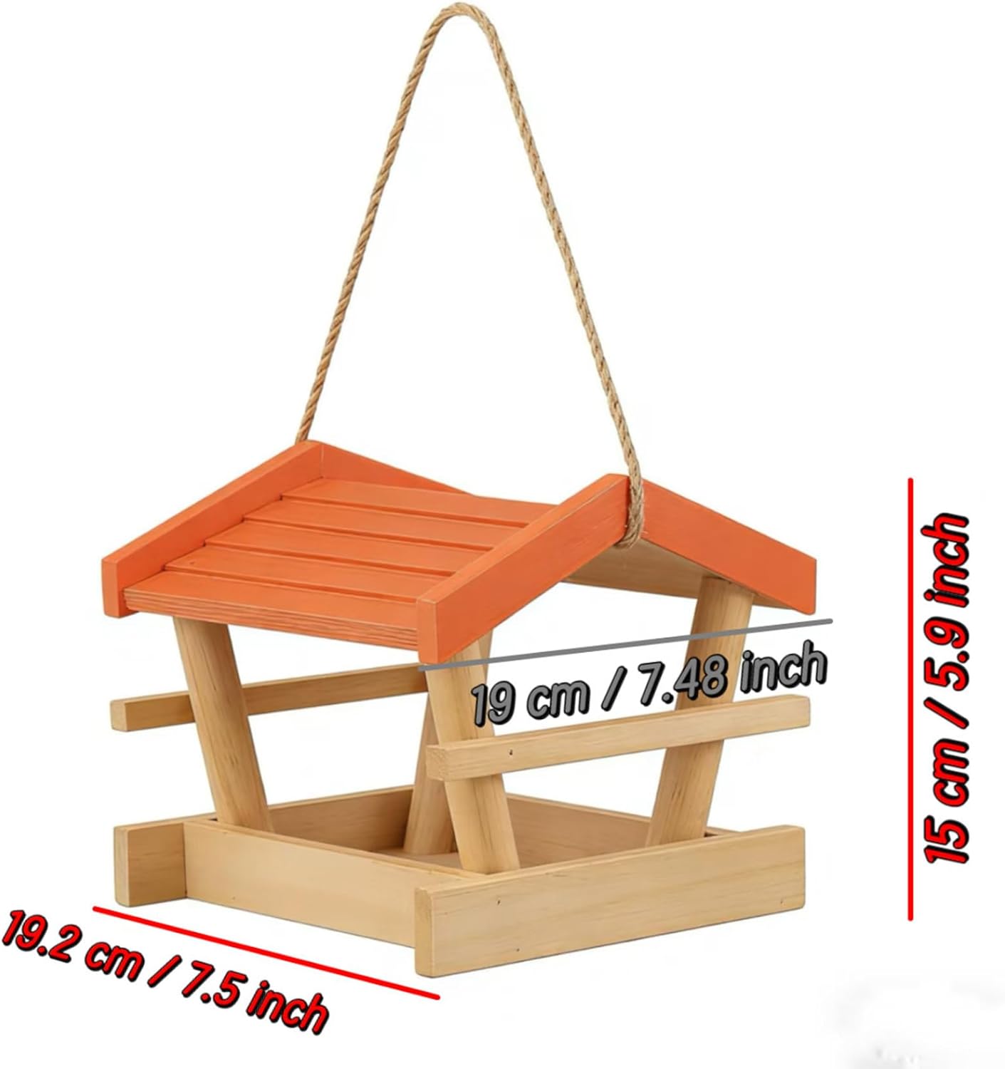 Bird Feeders for Outdoors Wooden Squirrel-Proof Hanging Bird Feeder with Lid and Large Seed Capacity for Garden Yard & Backyard Hanging Feeder, Feeders for Outdoors, Fe