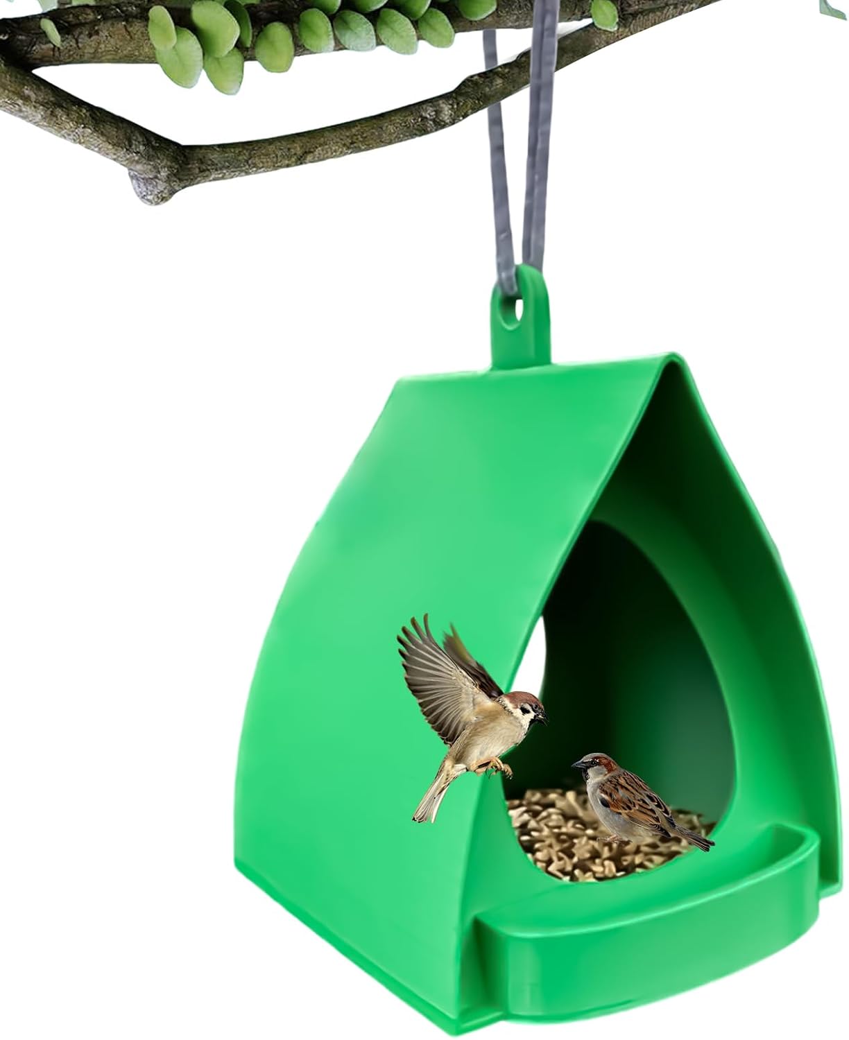 Bird Feeders for Outdoors, Open Design Station with Hanging Hooks, Hut Shape Mounted Feeder for Outside Garden Winter, Wildlife Feeding Accessory, Bird Feeder for Balcony Squirrel Hummingbird