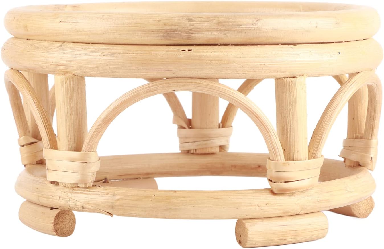Rattan Flower Pot Stand Plant Stand Round Plant Rack Handmade Rattan P