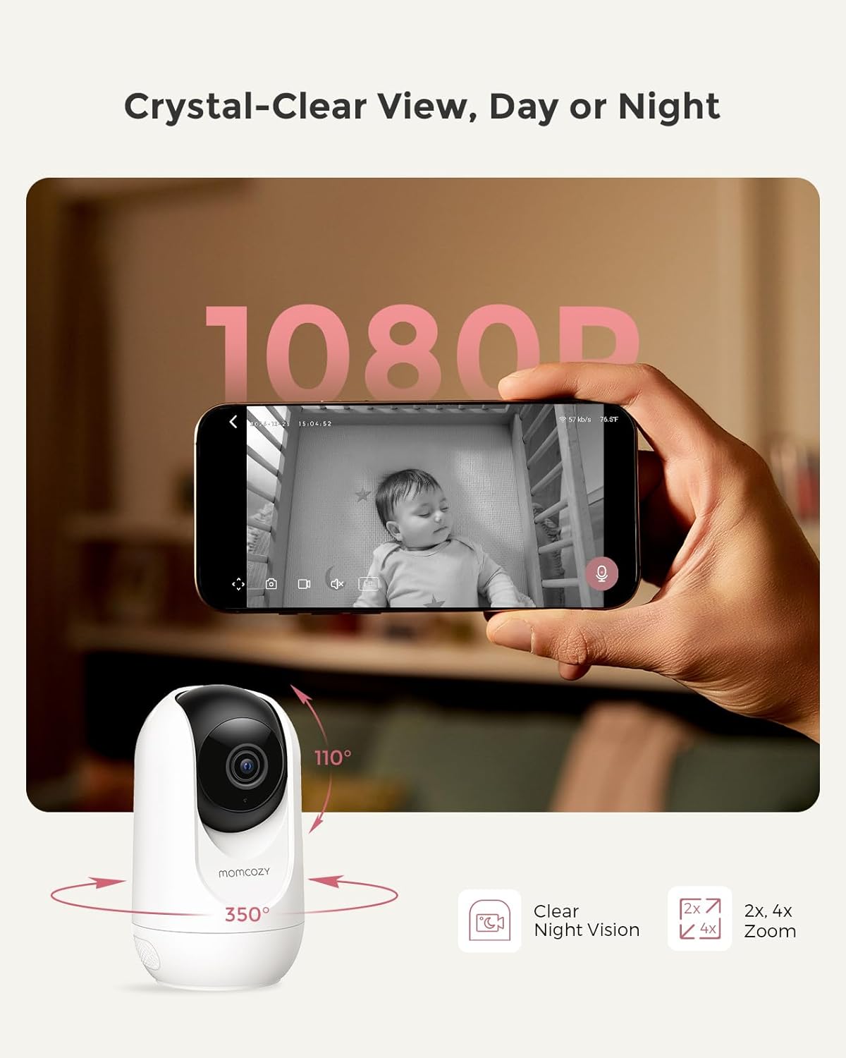 Momcozy Smart WiFi Baby Monitor with Camera and Audio, 5" 1080P Screen