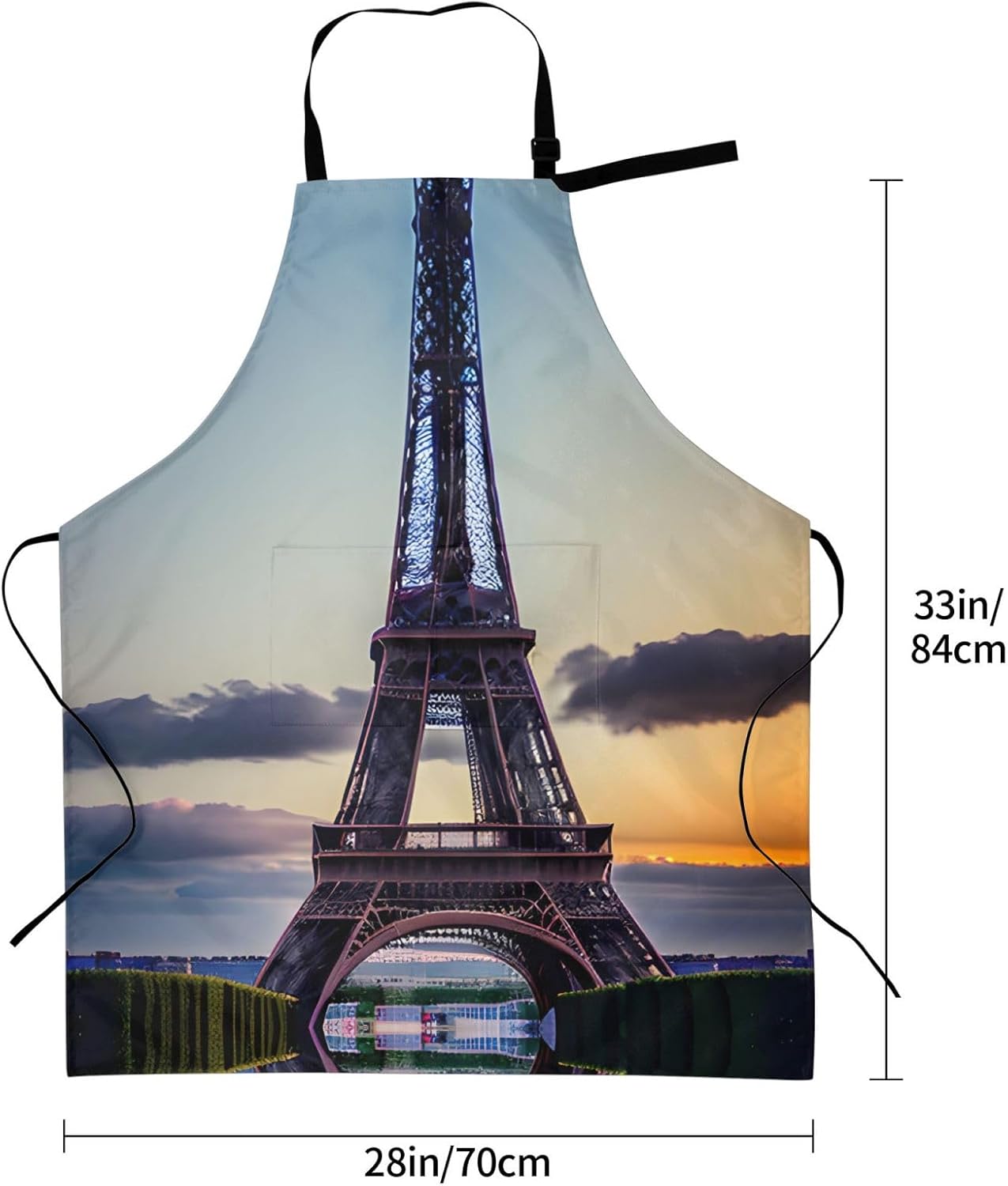Eiffel Tower print Waterproof apron with pocket adjustable cooking apron for adult kitchen bibs to bake