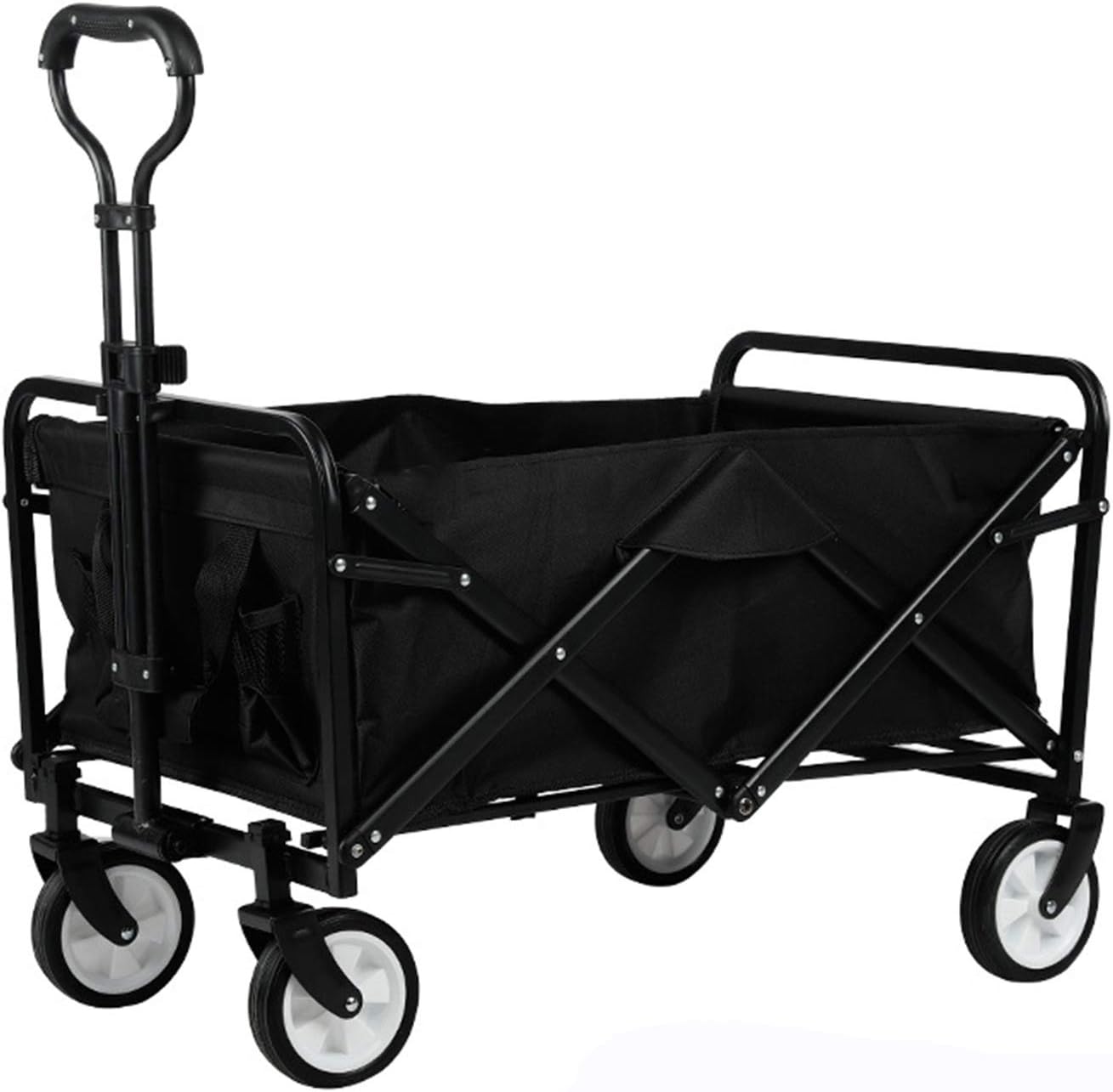 Garden Carts Outdoor Utility Wagon Garden Trolley Carts Folding Garden Beach Shopping Camping Cart Outdoor Trolley (Color : Black, Size : One Szie) (Black One szie)