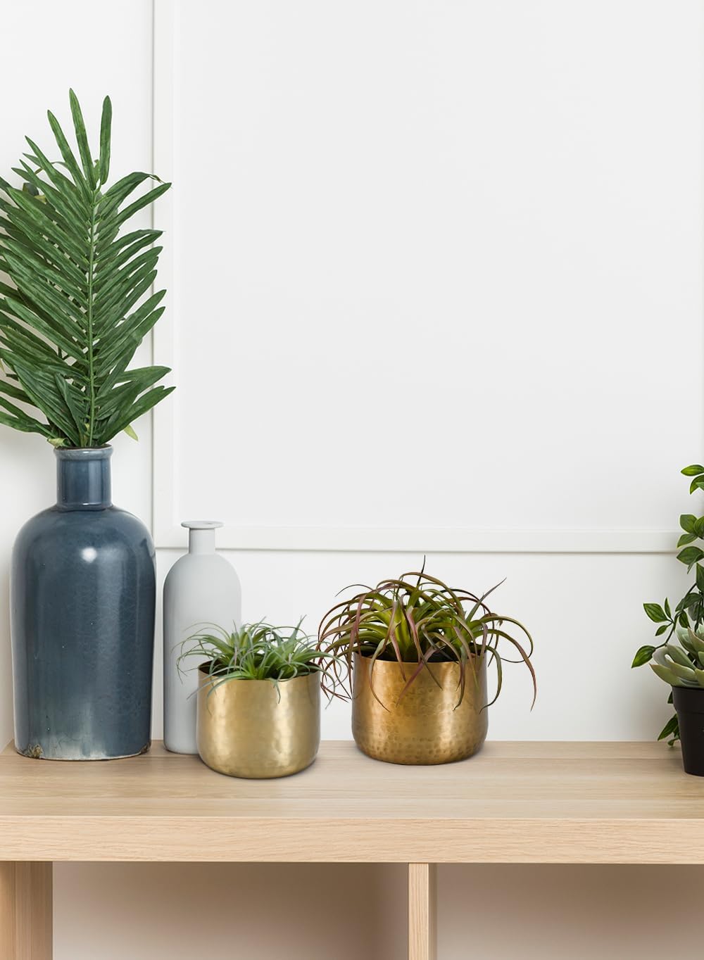 Serene Spaces Living Antique Brass Look Gold Hammered Pots: Stylish Indoor Planter, Decorative Accent for Potted Plants, Gold Flower Vase - Perfect for Weddings or Centerpieces, Small