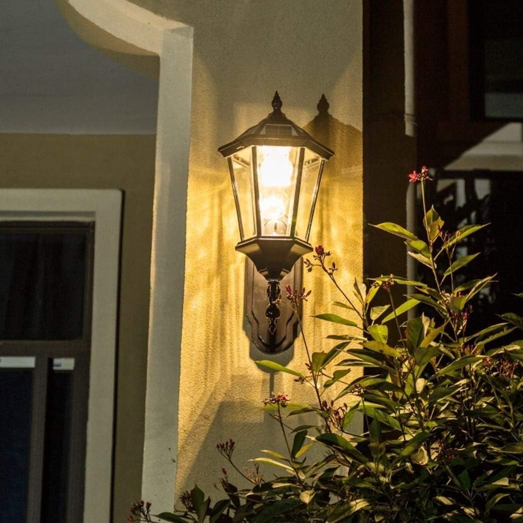 Brightness Dimmable Smart Timing IP54 Waterproof Outside Lights LED Solar Lamp Outdoor Glass Lantern Ligting Garden Fence Wall for Garage Patio Balcony with Remote Control