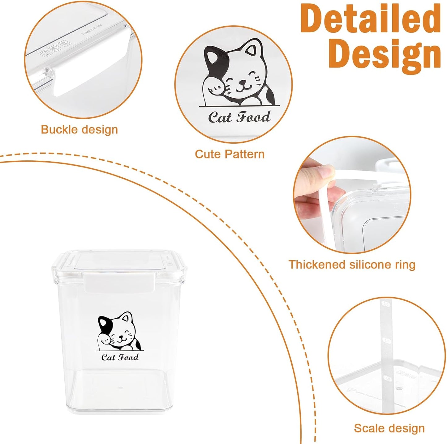 Cat Food Storage Container|Airtight Cat Food Container with Spoon |5.8