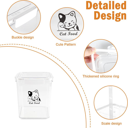 Cat Food Storage Container|Airtight Cat Food Container with Spoon |5.8lbs Pet Food Storage Container|Hold Up to Cat Food Storage Containers|Portable Cat FoodStorage Containers for Travel| BPA Free