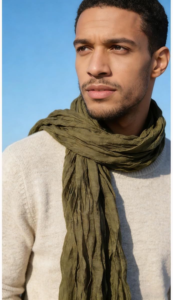 3 Packs Cotton Hemp Shawl Wrap Long Head Neck Scarf for Women and Men 