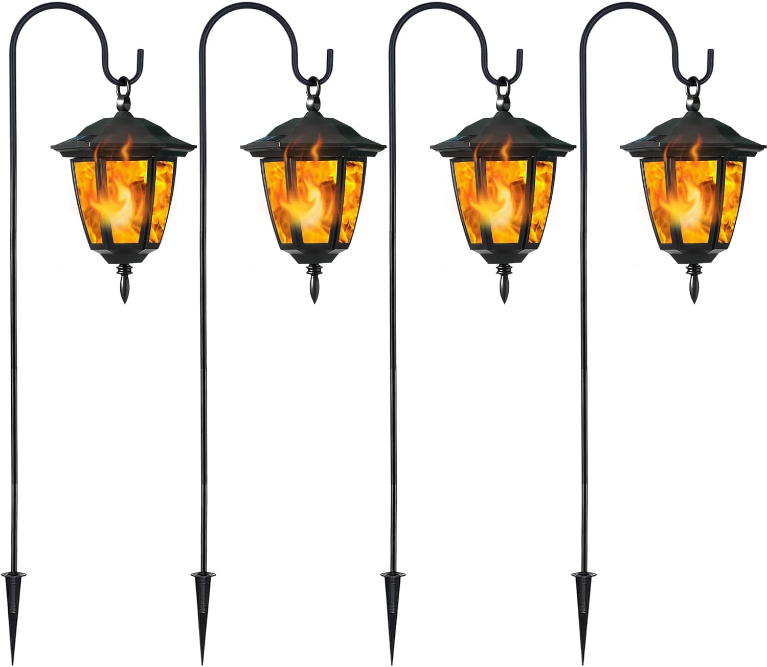 Dynaming 4 Pack Solar Flame Hanging Lights Outdoor, Halloween Solar Fl