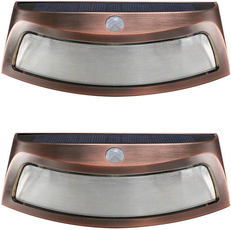 Wall Lamps Pack of 2 Solar Power Light 8 Led Outdoor Smile Lights Wireless Security Step Night - Auto Off for Stairs Garden
