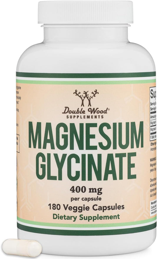 Magnesium Glycinate 400mg | 180 Capsules | Sleep, Muscle, & Heart Supp