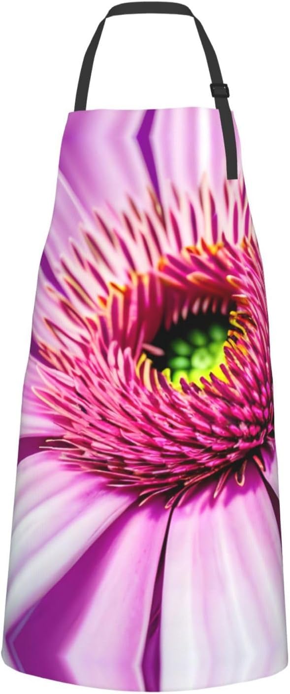 Pink flower tropical plant 1 print Waterproof chef's apron with pocket apron for kitchen cooking baking barbecue and gardening