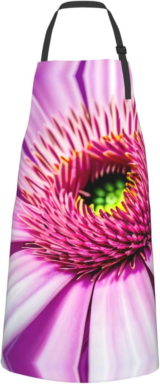 Pink flower tropical plant 1 print Waterproof chef's apron with pocket apron for kitchen cooking baking barbecue and gardening