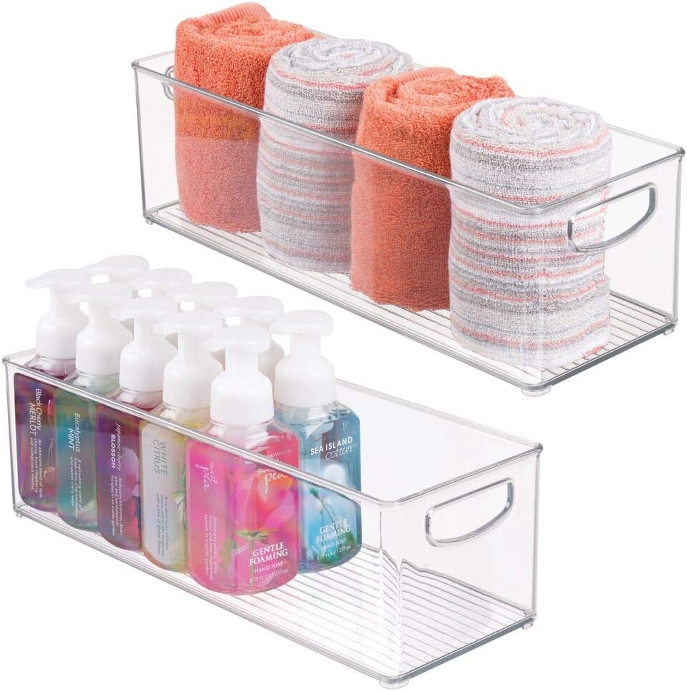 mDesign Plastic Toiletry Organizer for Bathroom - Storage Holder Bin w