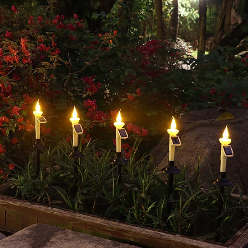 4Pcs Solar Taper Candles with Holders, Waterproof LED Candles Light Rechargeable Tapered Candlesticks with Dusk to Dawn Light Sensor for Outdoor Garden Patio Decor