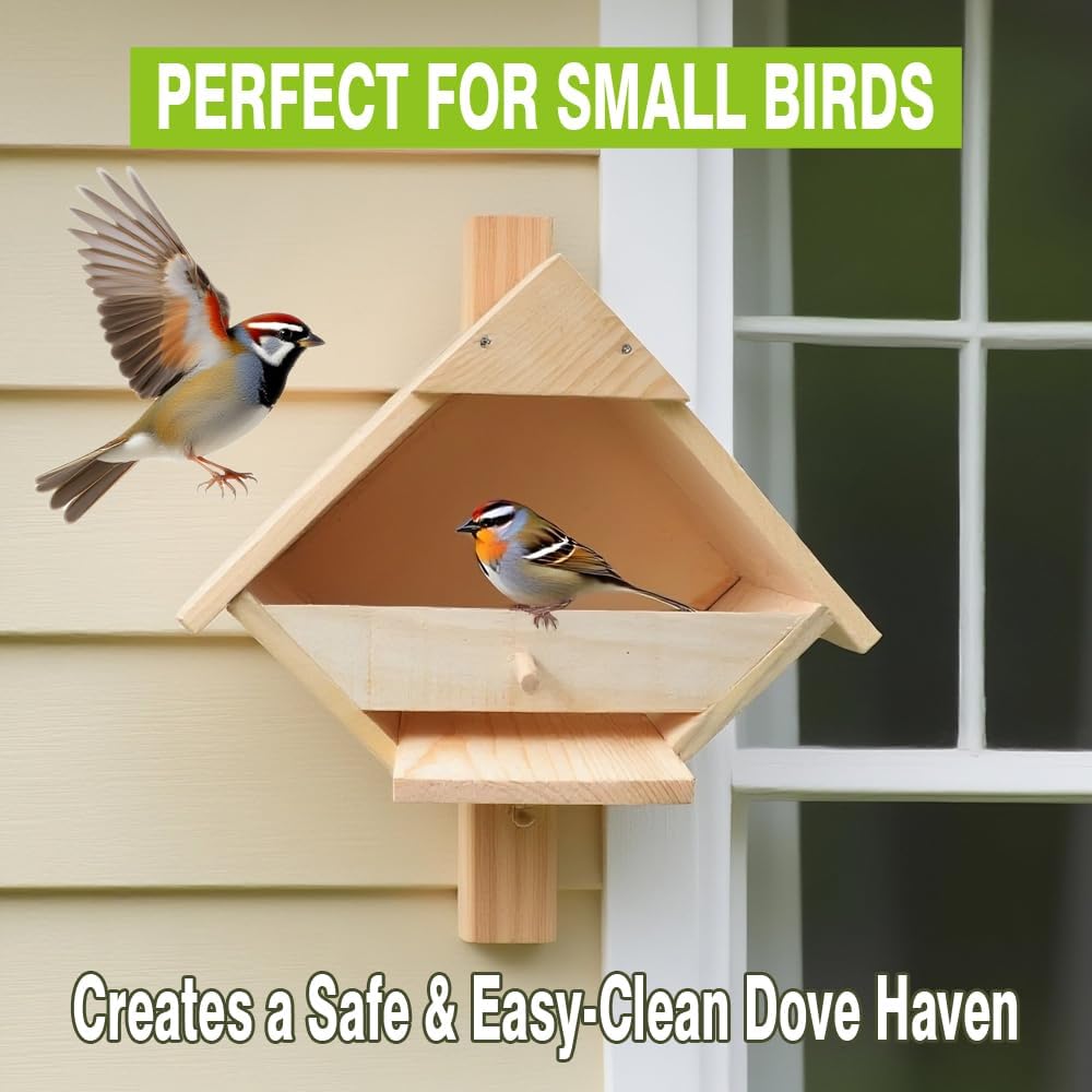 Weatherproof Cedar Dove Nesting Box - Outdoor Handmade Bird House with Triangular Entry | Attracts Mourning Doves