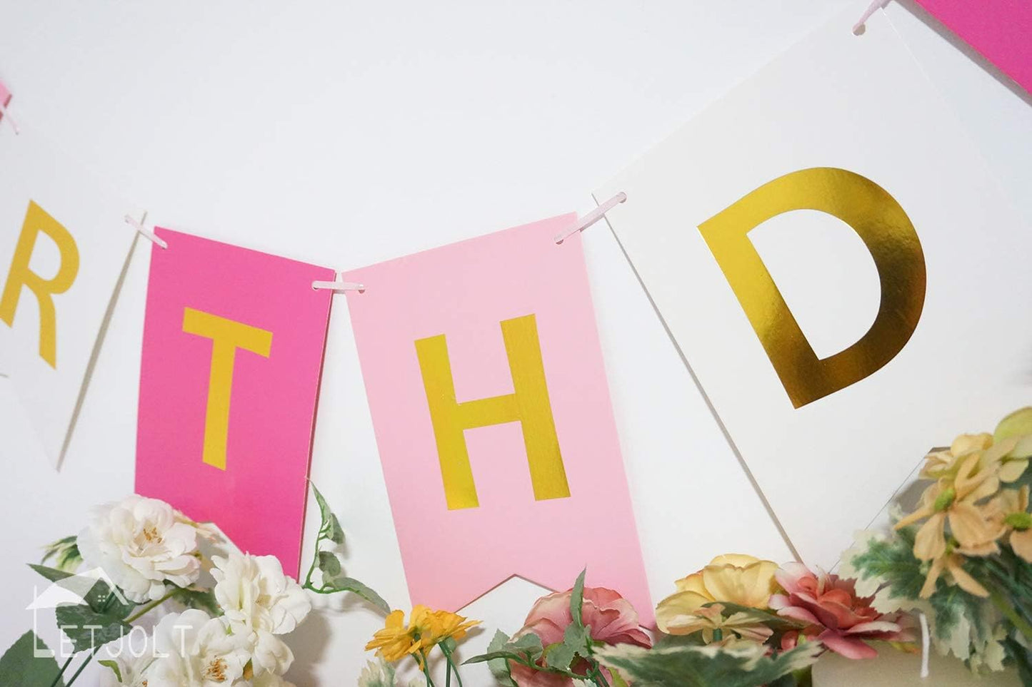 Roseo Pink Happy Birthday Banner Signs Golden Sparkle Funny Birthday Party Supplies for Girls Party Decorations Nursery Decorations 13 Pieces
