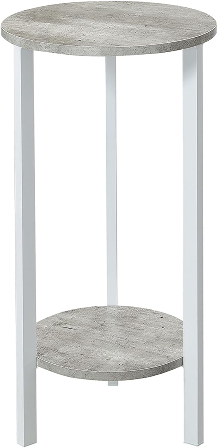 Convenience Concepts Graystone 2 Tier Tall Plant Stand 31" - Industrial Stand for Plants, Vases, and Antiques, Urban Modern Design for the Living Room, Hallway, Entryway, Faux Birch/White