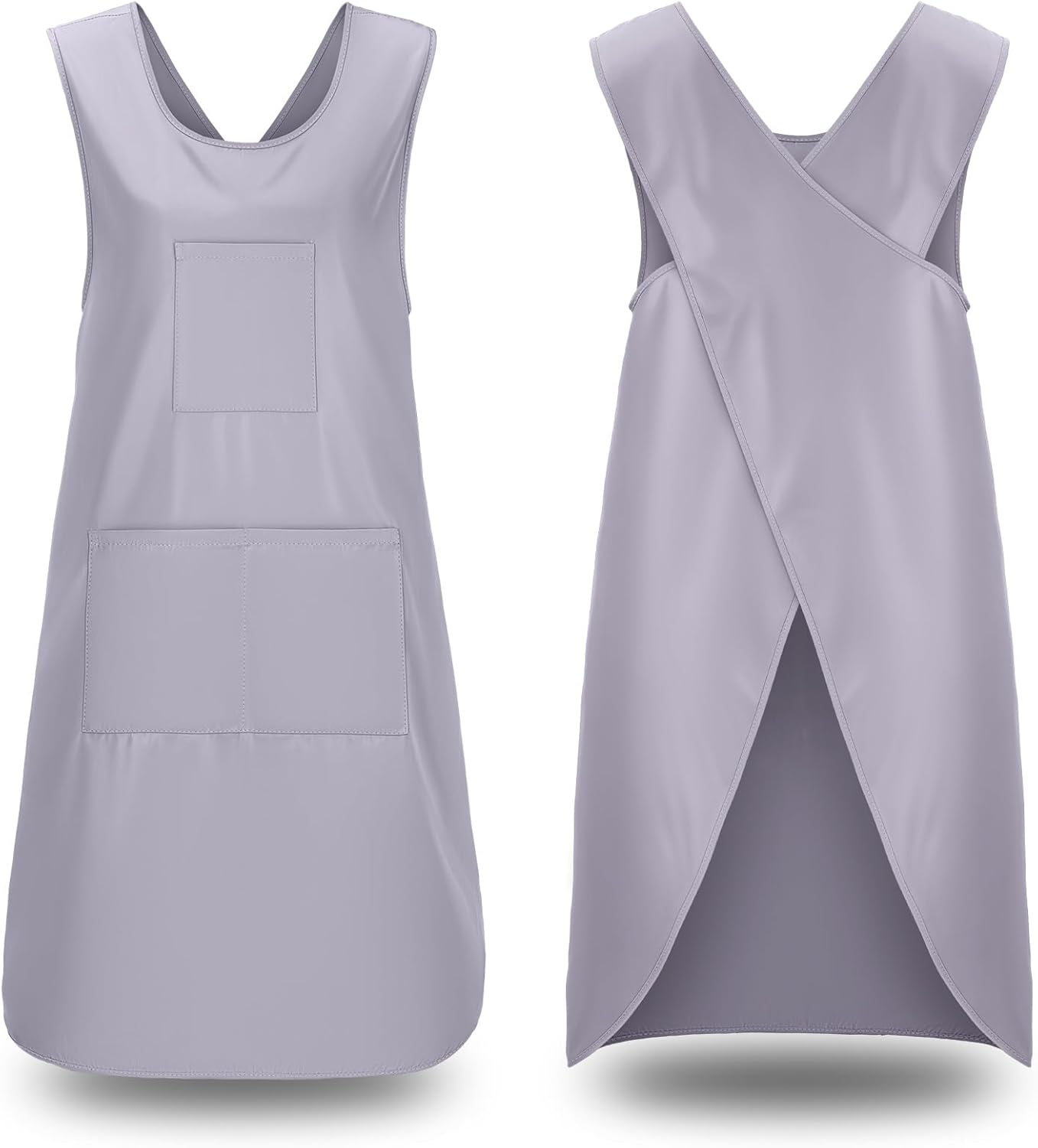 Japanese Cross Back Cooking Aprons, Polyester Pinafore Dress with 3 Po