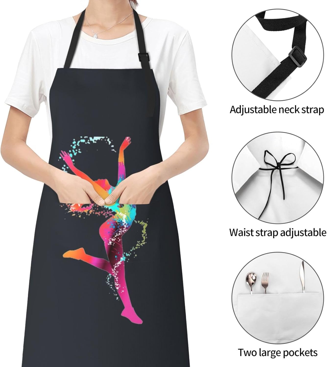 Color Woman print Waterproof apron with pocket adjustable cooking apron for adult kitchen bibs to bake