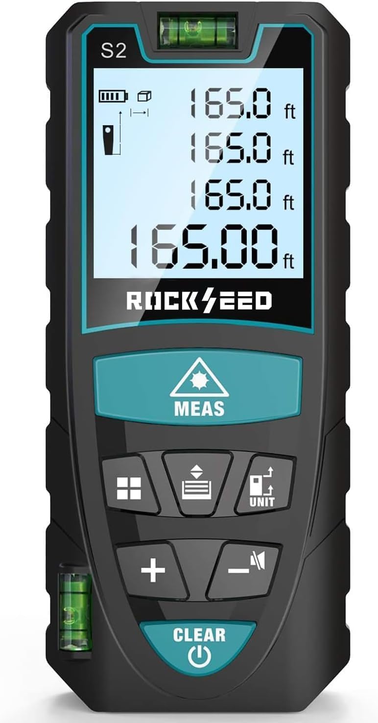 Laser Measure 50M/165ft,RockSeed Digital Laser Distance Meter with 2 B