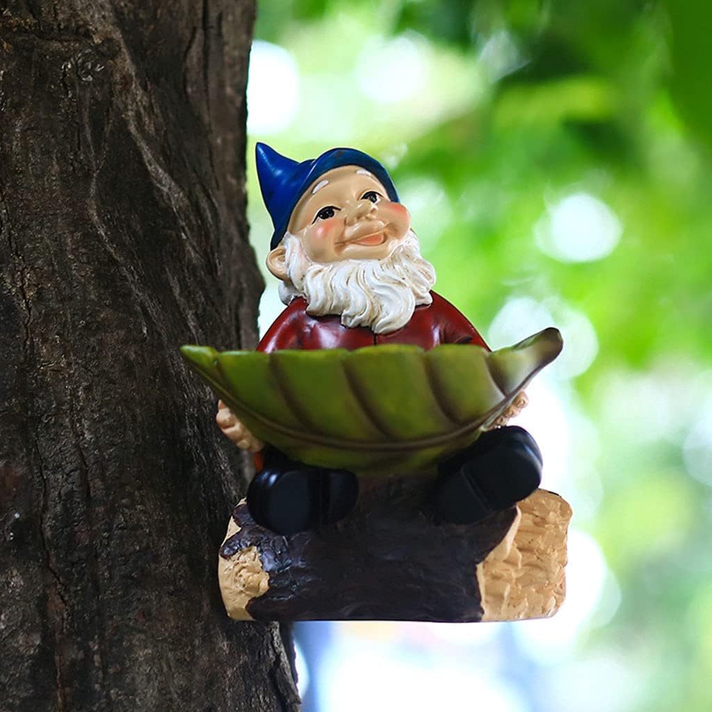 Gnome Bird Feeder Resin Bird Feeders for Outdoors Gnome Bird Feeder Sculpture Whimsical Garden Decoration Gnome Garden Resin Gnome Statue