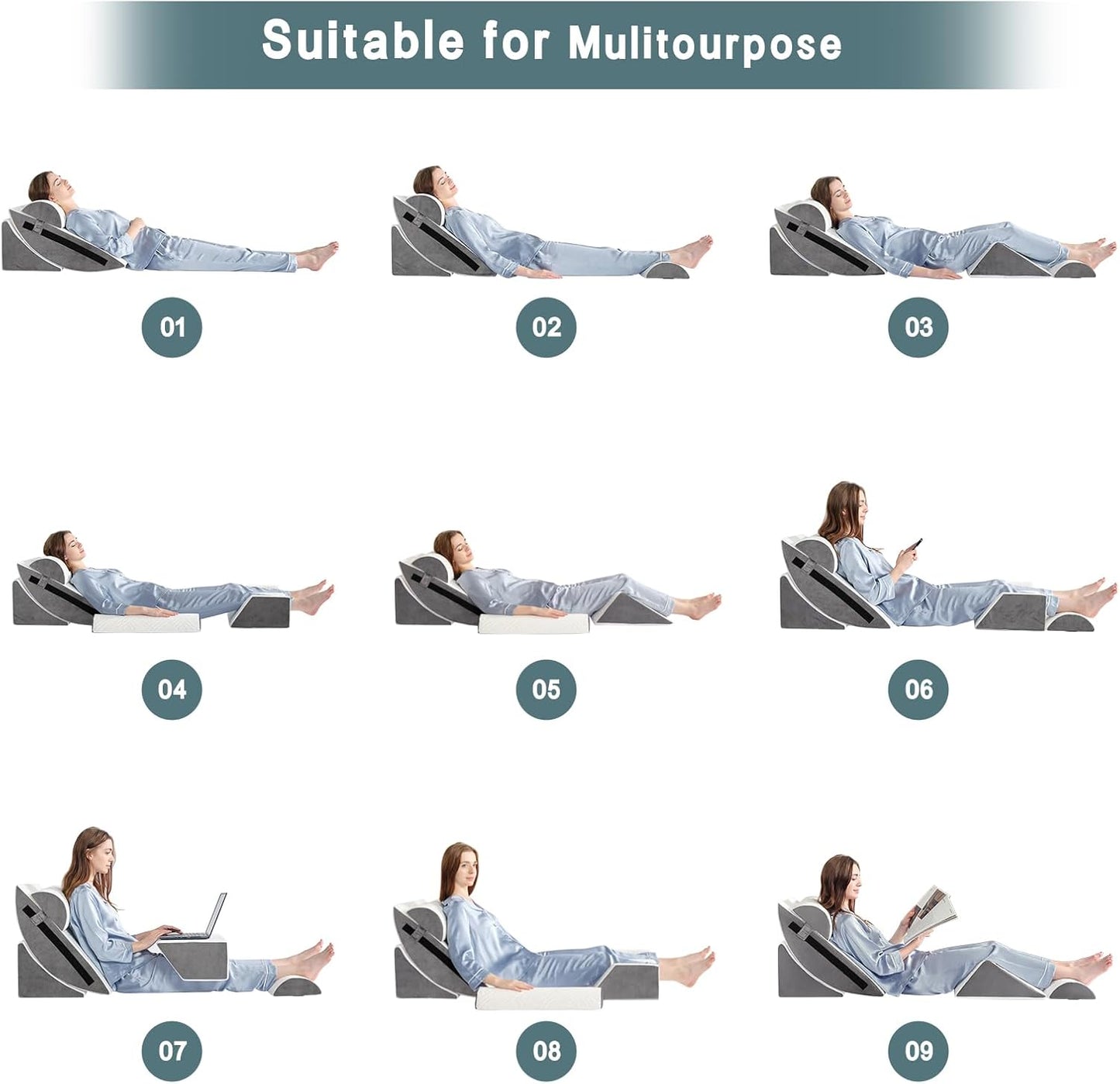Yojoker 6pcs Orthopedic Bed Wedge Pillow Set for Sleeping, Post Surger