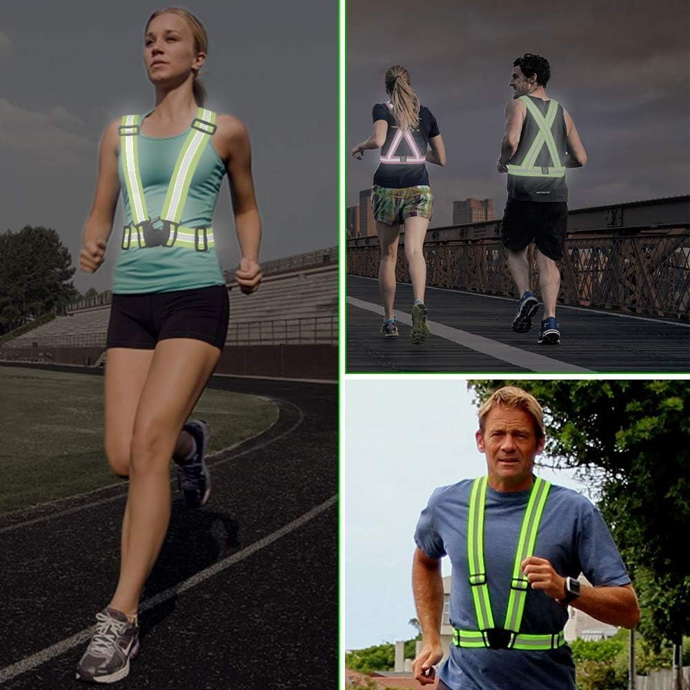 Reflective Vest Running Gear 2Pack, High Visibility Adjustable Safety 
