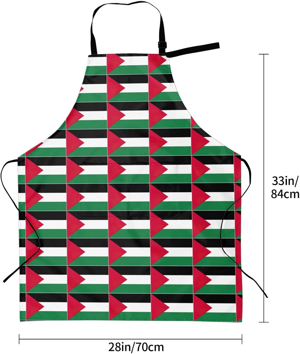 Palestine flag print Waterproof chef's apron with pocket apron for kitchen cooking baking barbecue and gardening